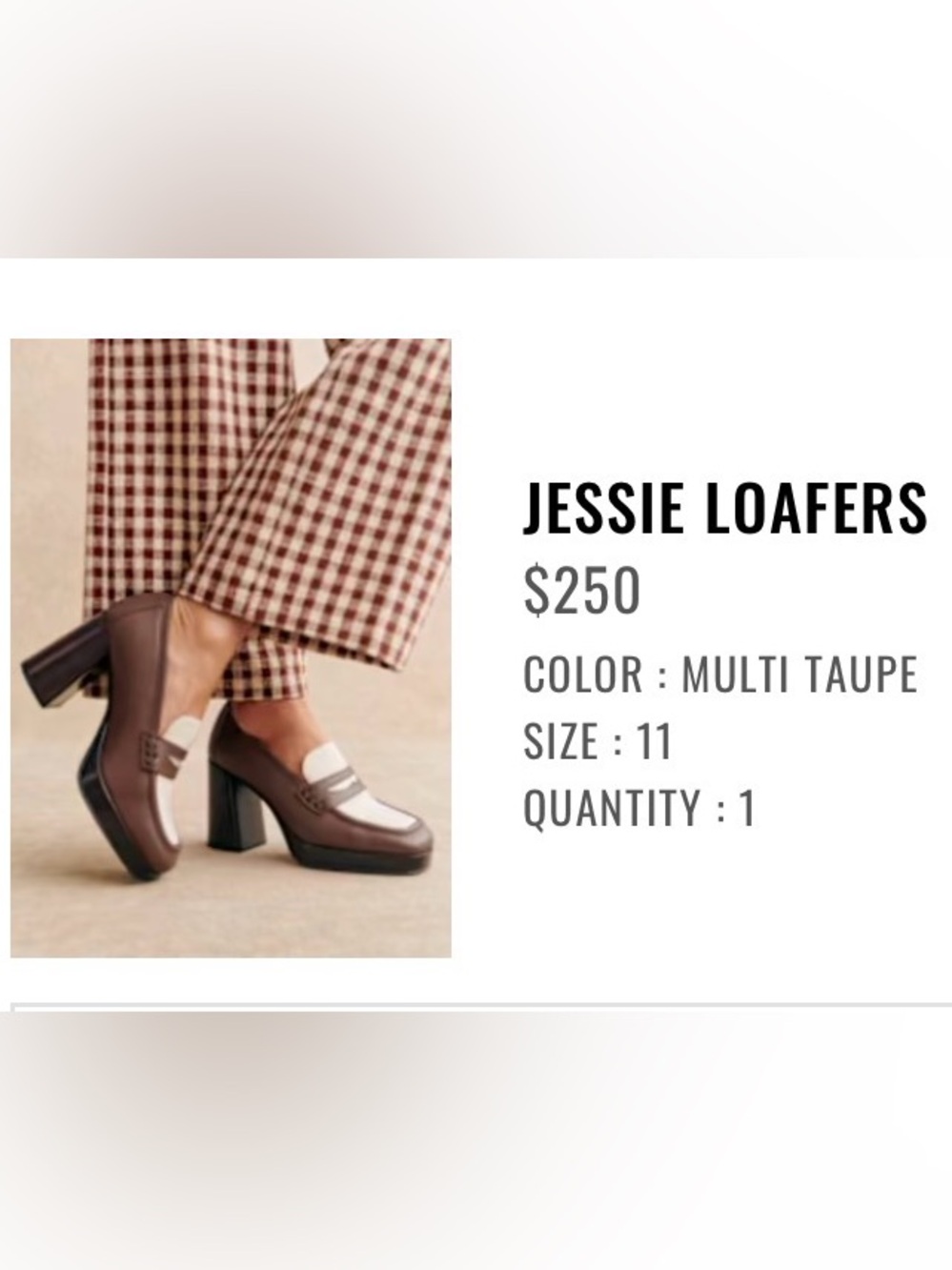 Sezane Jessie Loafers Platform Block Heel Brown Cream Leather Size 11 / 42 - Picture 3 of 14